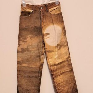PRISCAVera Brown Printed Sunset  Denim Jeans EUC